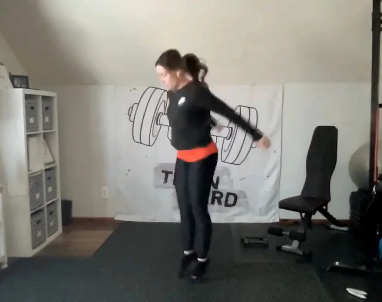 Autumn leading an on-demand workout from her home studio